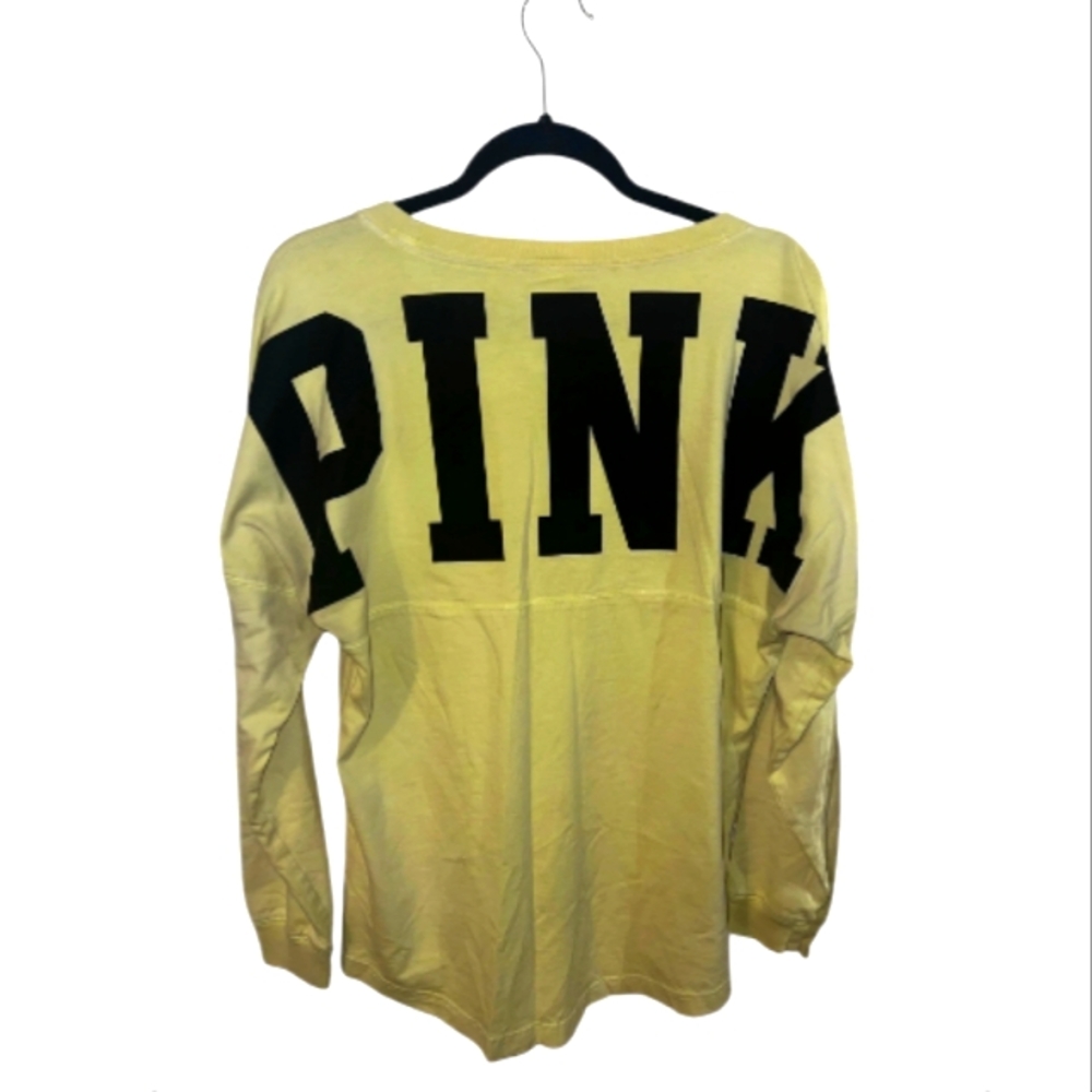 PINK VS Long Sleeve Campus Crewneck Tee Shirt (Thick Material) Neon Yellow 😍🔥